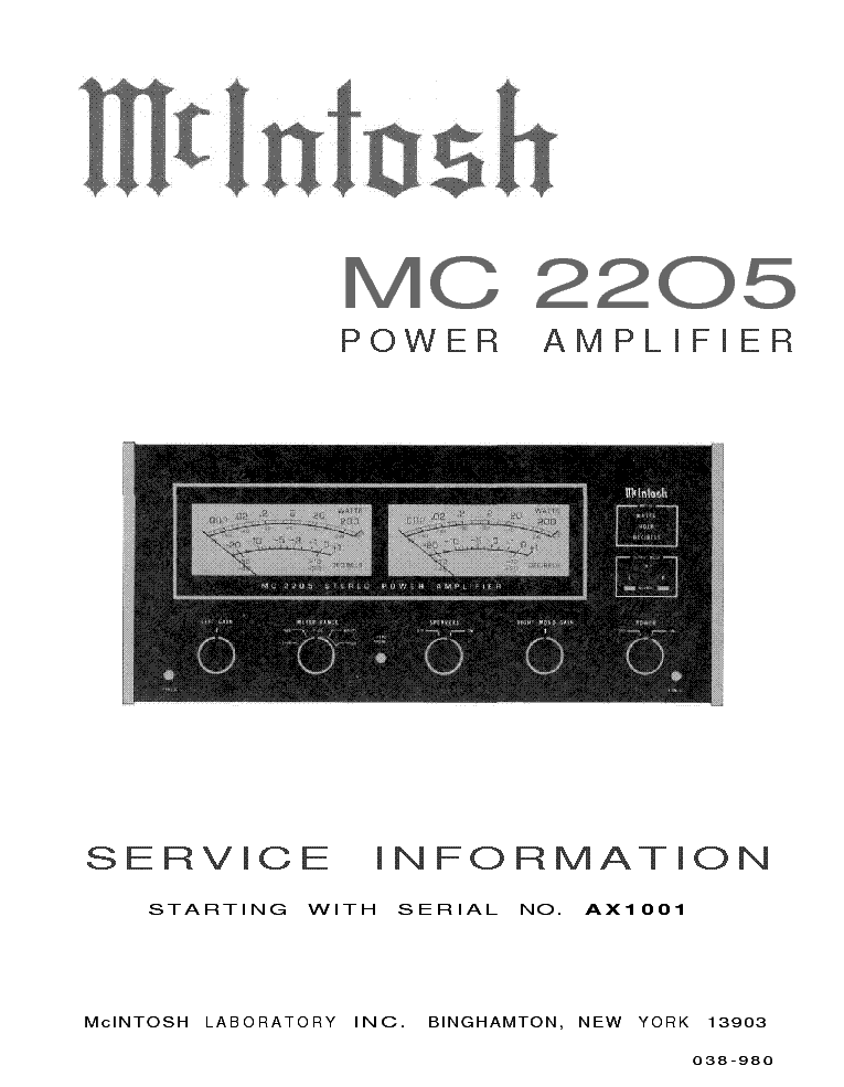 Mcintosh mx151 owner s manual